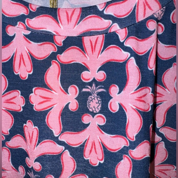 Simply Southern Sweet Damask Dress with pineapple print in Pink/Red/White/Blue - Picture 11 of 14